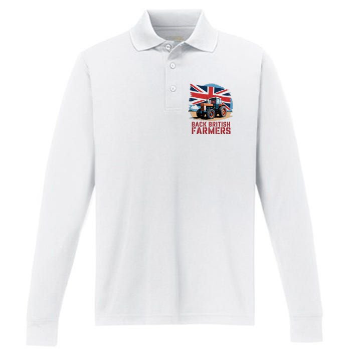 Back British Farmers Uk Farmers Protest Performance Long Sleeve Polo