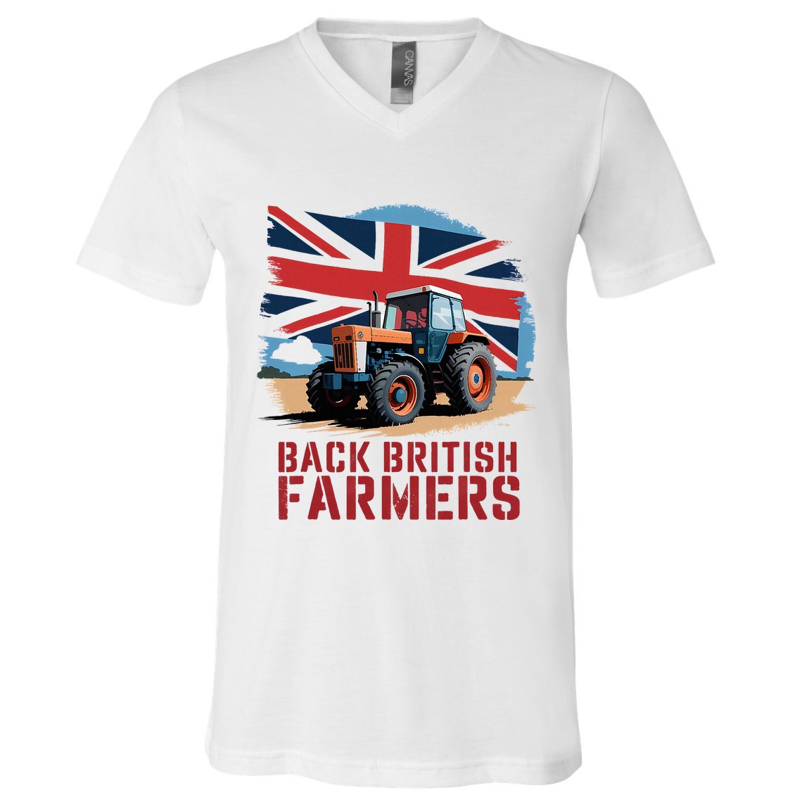 Back British Farmers Uk Farmers Protest V-Neck T-Shirt