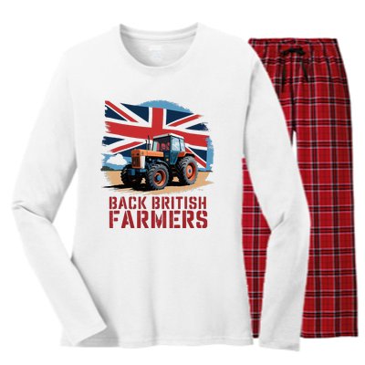 Back British Farmers Uk Farmers Protest Women's Long Sleeve Flannel Pajama Set 