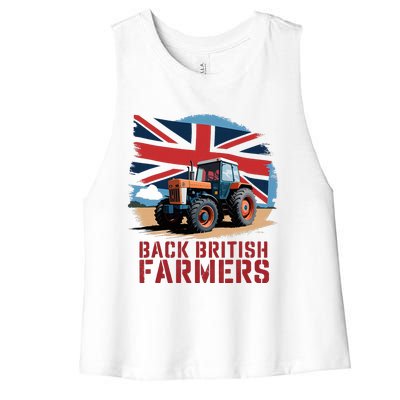 Back British Farmers Uk Farmers Protest Women's Racerback Cropped Tank