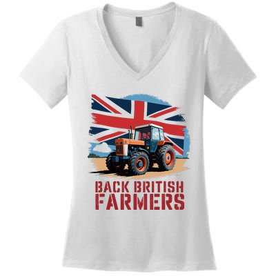 Back British Farmers Uk Farmers Protest Women's V-Neck T-Shirt