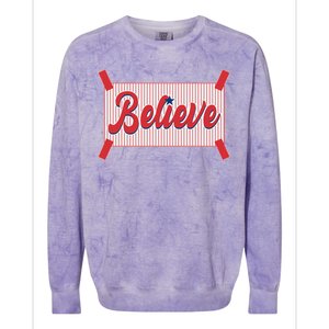 Believe Baseball Fan Philadelphia Baseball Colorblast Crewneck Sweatshirt