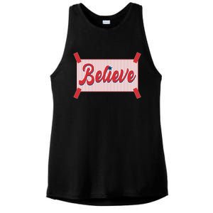 Believe Baseball Fan Philadelphia Baseball Ladies PosiCharge Tri-Blend Wicking Tank