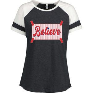 Believe Baseball Fan Philadelphia Baseball Enza Ladies Jersey Colorblock Tee