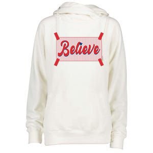 Believe Baseball Fan Philadelphia Baseball Womens Funnel Neck Pullover Hood