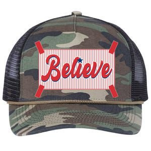 Believe Baseball Fan Philadelphia Baseball Retro Rope Trucker Hat Cap