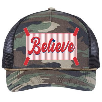 Believe Baseball Fan Philadelphia Baseball Retro Rope Trucker Hat Cap