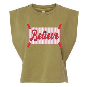 Believe Baseball Fan Philadelphia Baseball Garment-Dyed Women's Muscle Tee