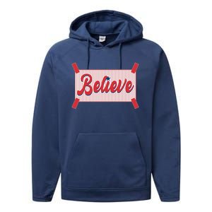 Believe Baseball Fan Philadelphia Baseball Performance Fleece Hoodie