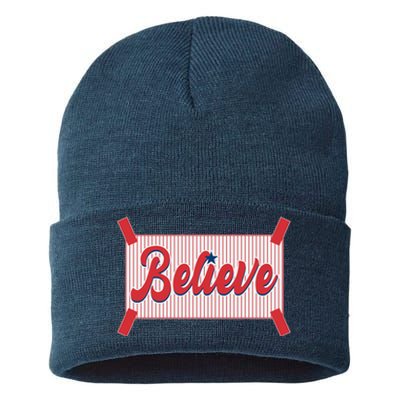 Believe Baseball Fan Philadelphia Baseball Sustainable Knit Beanie