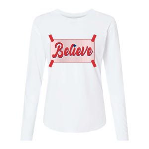 Believe Baseball Fan Philadelphia Baseball Womens Cotton Relaxed Long Sleeve T-Shirt