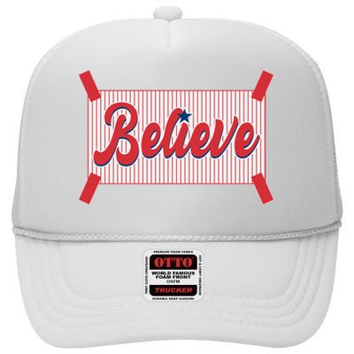 Believe Baseball Fan Philadelphia Baseball High Crown Mesh Back Trucker Hat