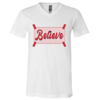 Believe Baseball Fan Philadelphia Baseball V-Neck T-Shirt