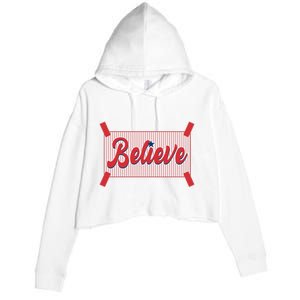 Believe Baseball Fan Philadelphia Baseball Crop Fleece Hoodie