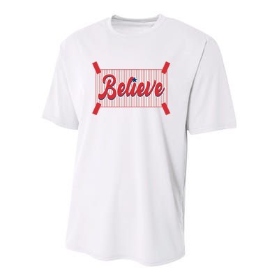 Believe Baseball Fan Philadelphia Baseball Youth Performance Sprint T-Shirt