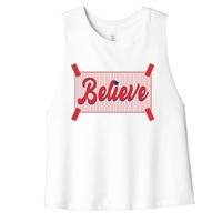 Believe Baseball Fan Philadelphia Baseball Women's Racerback Cropped Tank