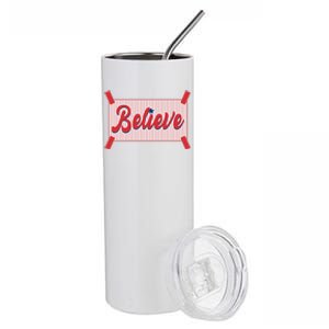 Believe Baseball Fan Philadelphia Baseball Stainless Steel Tumbler