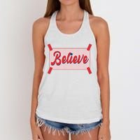 Believe Baseball Fan Philadelphia Baseball Women's Knotted Racerback Tank