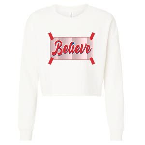 Believe Baseball Fan Philadelphia Baseball Cropped Pullover Crew