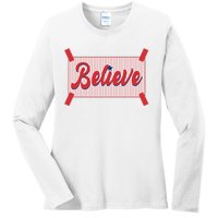 Believe Baseball Fan Philadelphia Baseball Ladies Long Sleeve Shirt