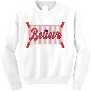 Believe Baseball Fan Philadelphia Baseball Kids Sweatshirt