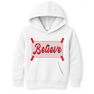 Believe Baseball Fan Philadelphia Baseball Kids Hoodie