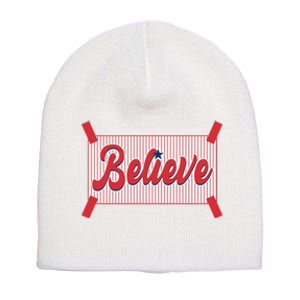 Believe Baseball Fan Philadelphia Baseball Short Acrylic Beanie