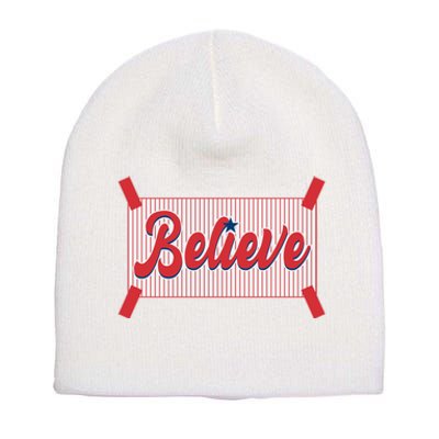 Believe Baseball Fan Philadelphia Baseball Short Acrylic Beanie