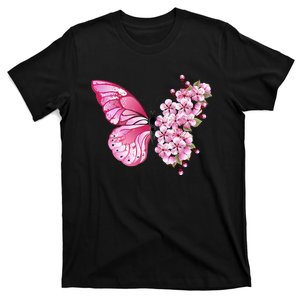 Beautiful Butterfly Flower Mix Japanese Cherry T-Shirt