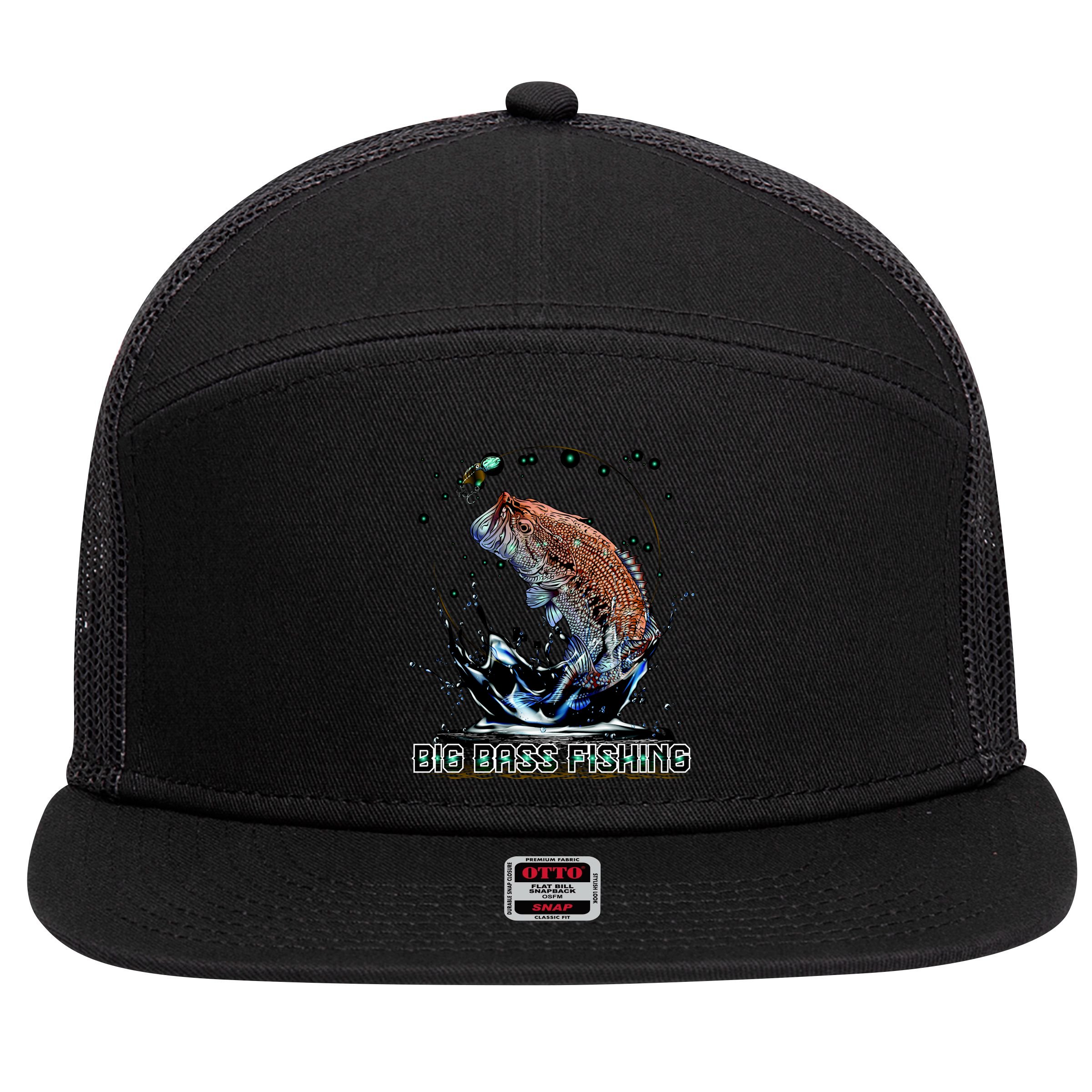 Big Bass Fishing 7 Panel Mesh Trucker Snapback Hat