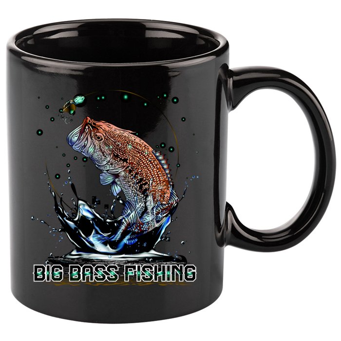 Big Bass Fishing 11oz C Handle Ceramic Mug