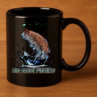 Big Bass Fishing 11oz C Handle Ceramic Mug