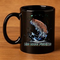 Big Bass Fishing 11oz C Handle Ceramic Mug