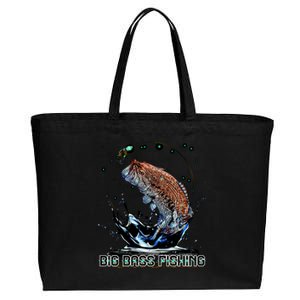 Big Bass Fishing Cotton Canvas Jumbo Tote