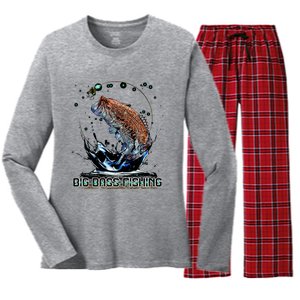 Big Bass Fishing Women's Long Sleeve Flannel Pajama Set 