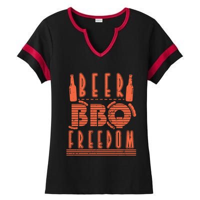 Beer Bbq Freedom Gift Ladies Halftime Notch Neck Tee