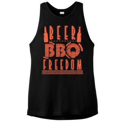 Beer Bbq Freedom Gift Ladies PosiCharge Tri-Blend Wicking Tank