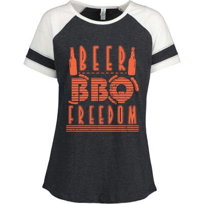 Beer Bbq Freedom Gift Enza Ladies Jersey Colorblock Tee