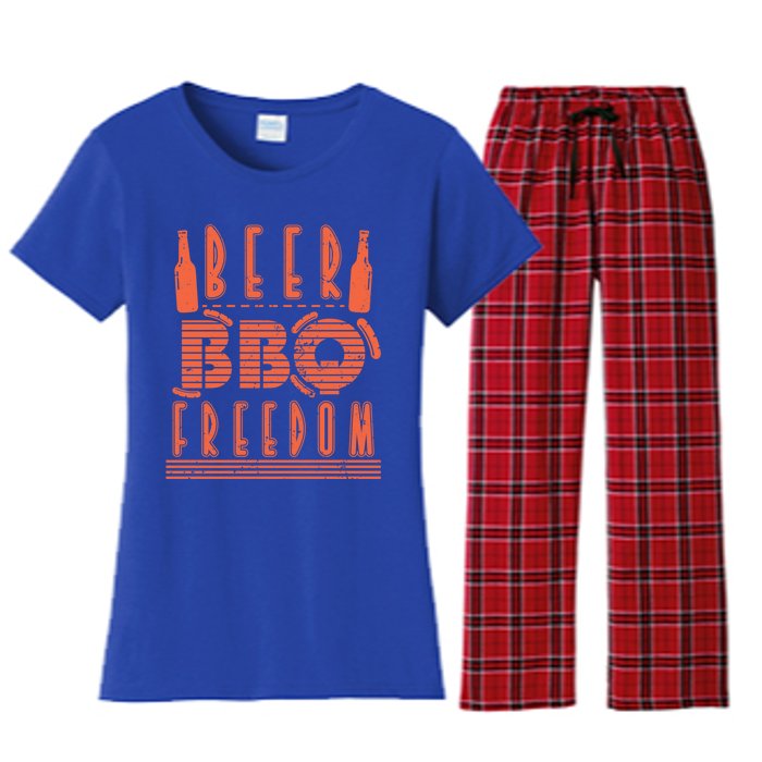 Beer Bbq Freedom Gift Women's Flannel Pajama Set