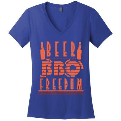 Beer Bbq Freedom Gift Women's V-Neck T-Shirt