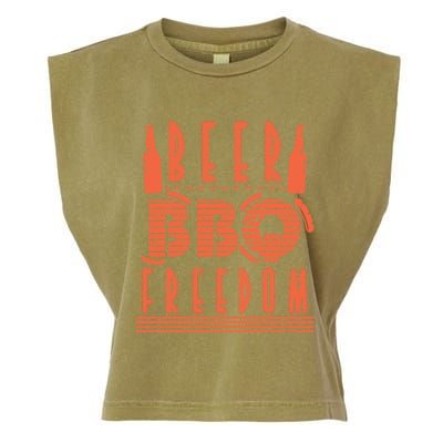 Beer Bbq Freedom Gift Garment-Dyed Women's Muscle Tee