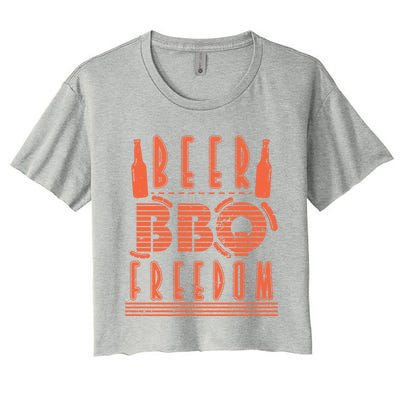 Beer Bbq Freedom Gift Women's Crop Top Tee