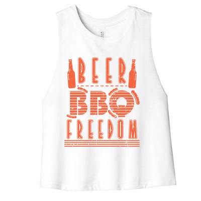 Beer Bbq Freedom Gift Women's Racerback Cropped Tank