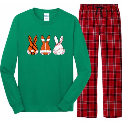 Basketball Baseball Football Sports Easter Bunny Rabbits Long Sleeve Pajama Set