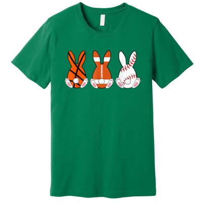 Basketball Baseball Football Sports Easter Bunny Rabbits Premium T-Shirt