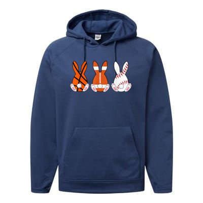 Basketball Baseball Football Sports Easter Bunny Rabbits Performance Fleece Hoodie