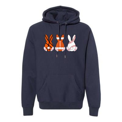 Basketball Baseball Football Sports Easter Bunny Rabbits Premium Hoodie