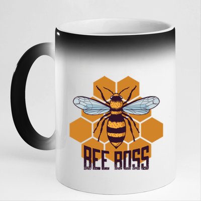 Bee Boss For Beekeepers Who Grow Bees Gift 11oz Black Color Changing Mug