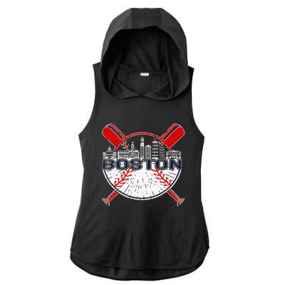 Boston Baseball For And Women Ladies PosiCharge Tri-Blend Wicking Draft Hoodie Tank