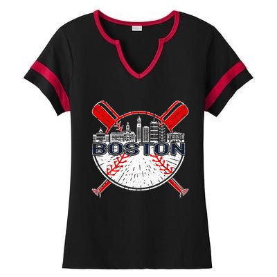 Boston Baseball For And Women Ladies Halftime Notch Neck Tee